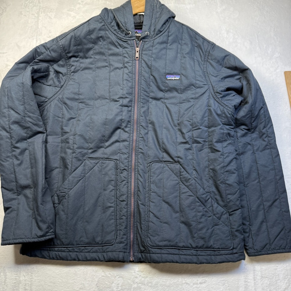 EUC Men's Patagonia Seldom Traveled Hoody Quilted Jacket Sz XL Navy Blue